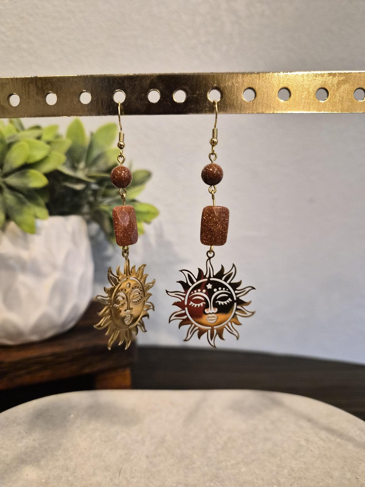 Goldstone Sun Earrings