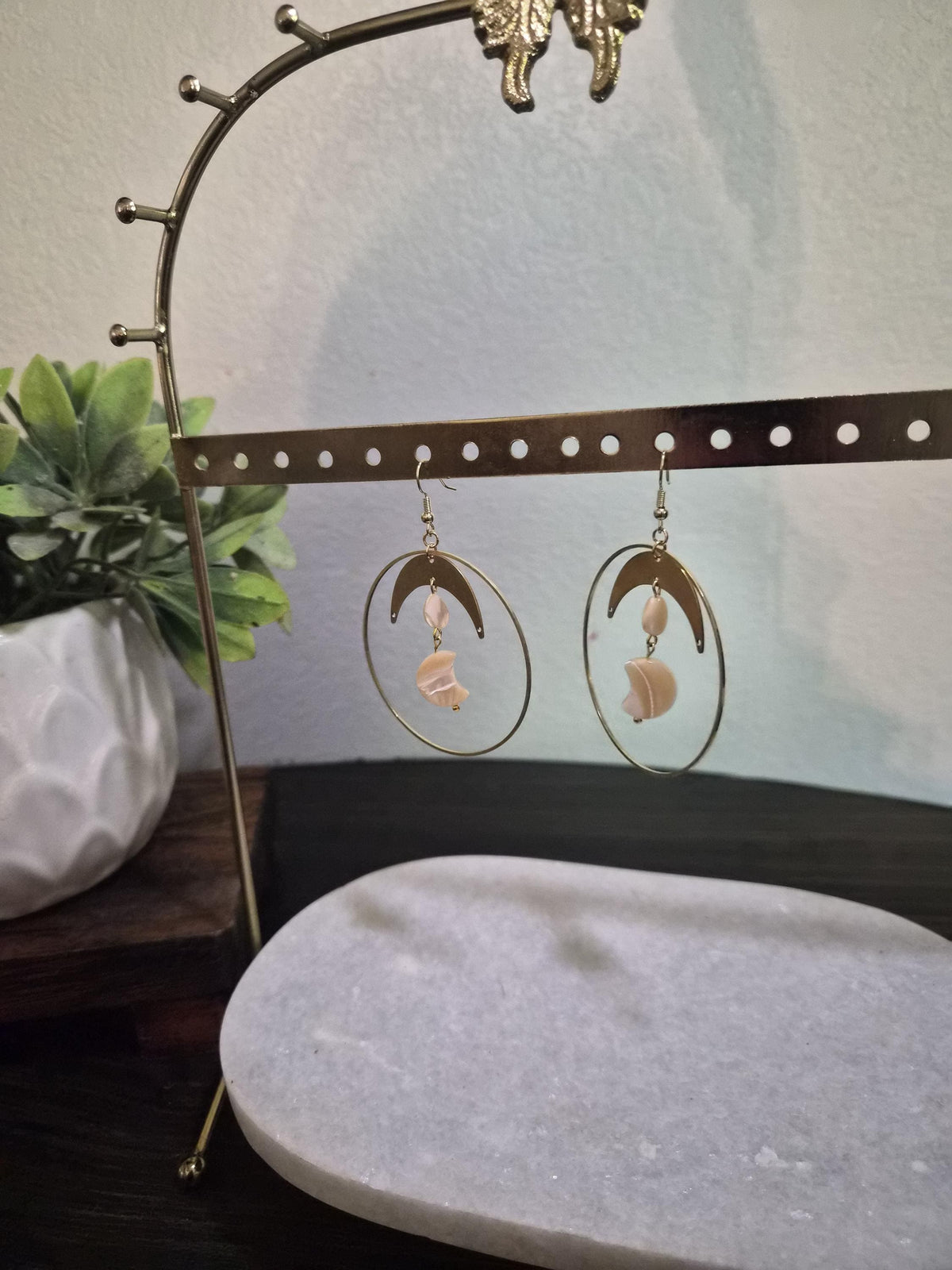 Mother of Pearl Moon Earrings