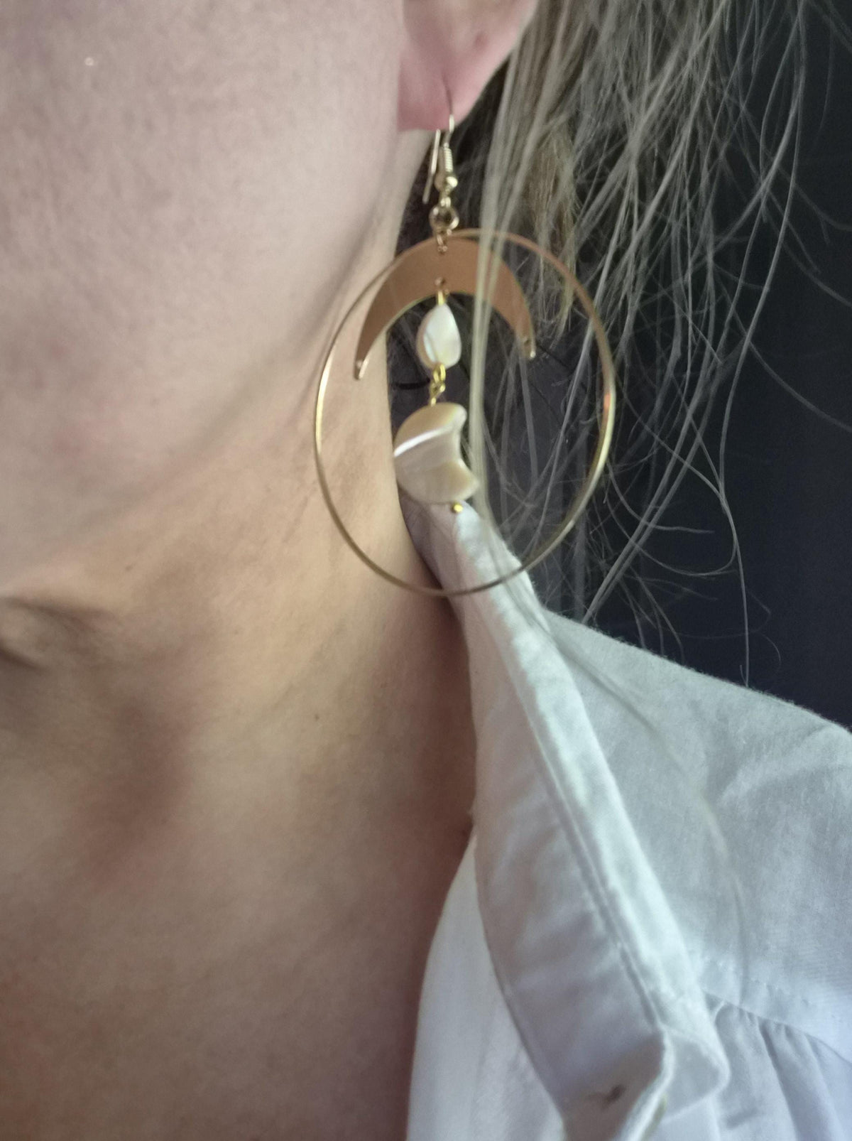 Mother of Pearl Moon Earrings
