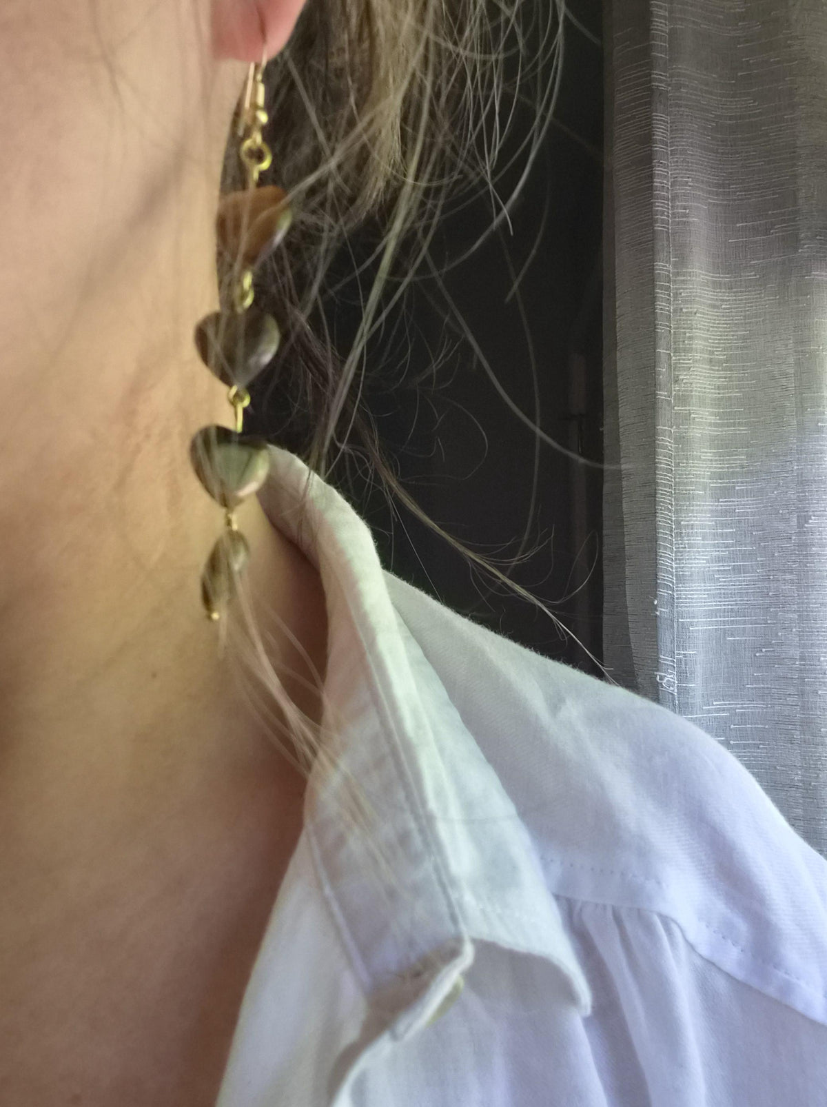 Tiger's Eye Heart Earrings