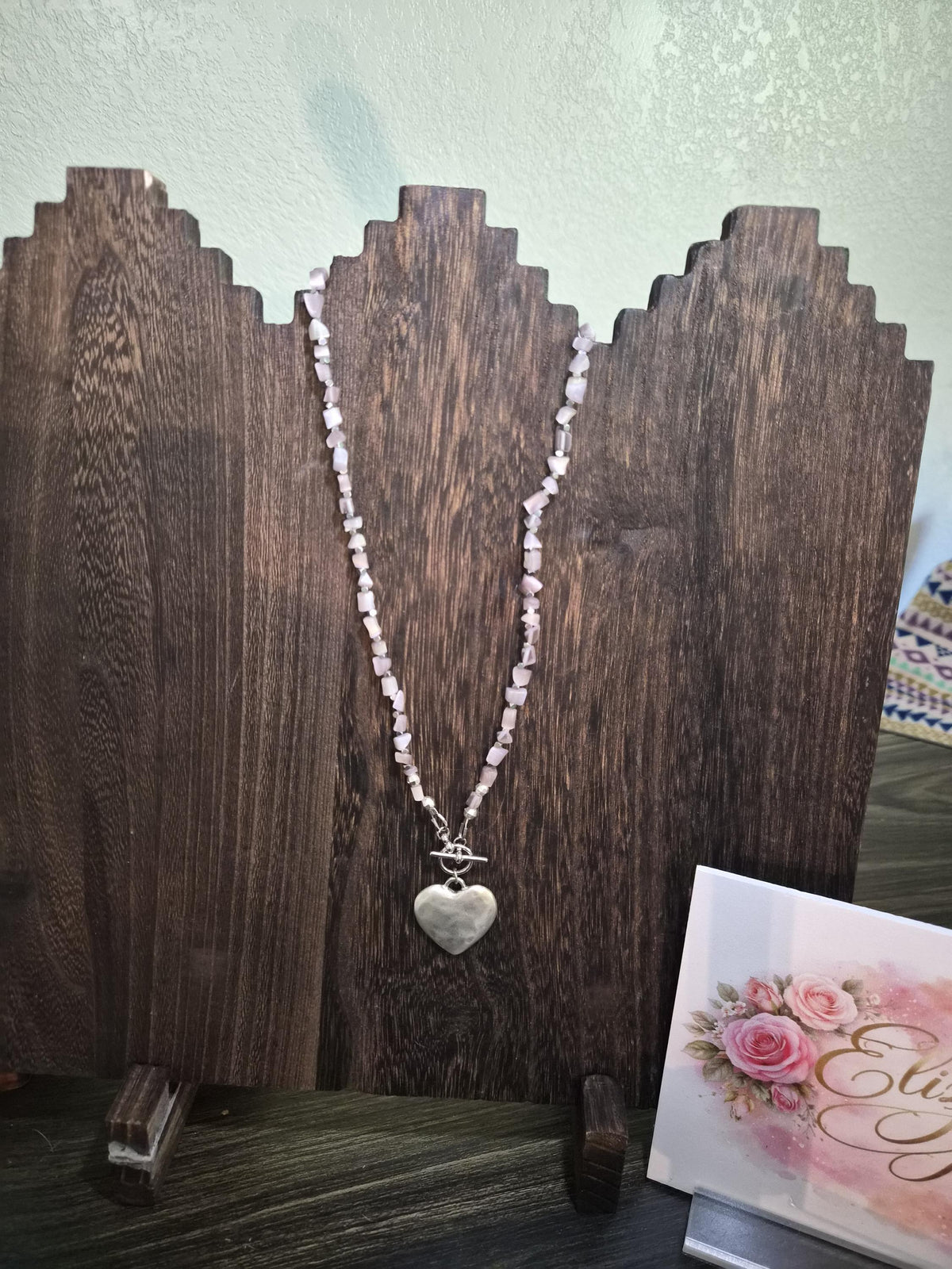 Purple Gemstone Silver Heart Necklace