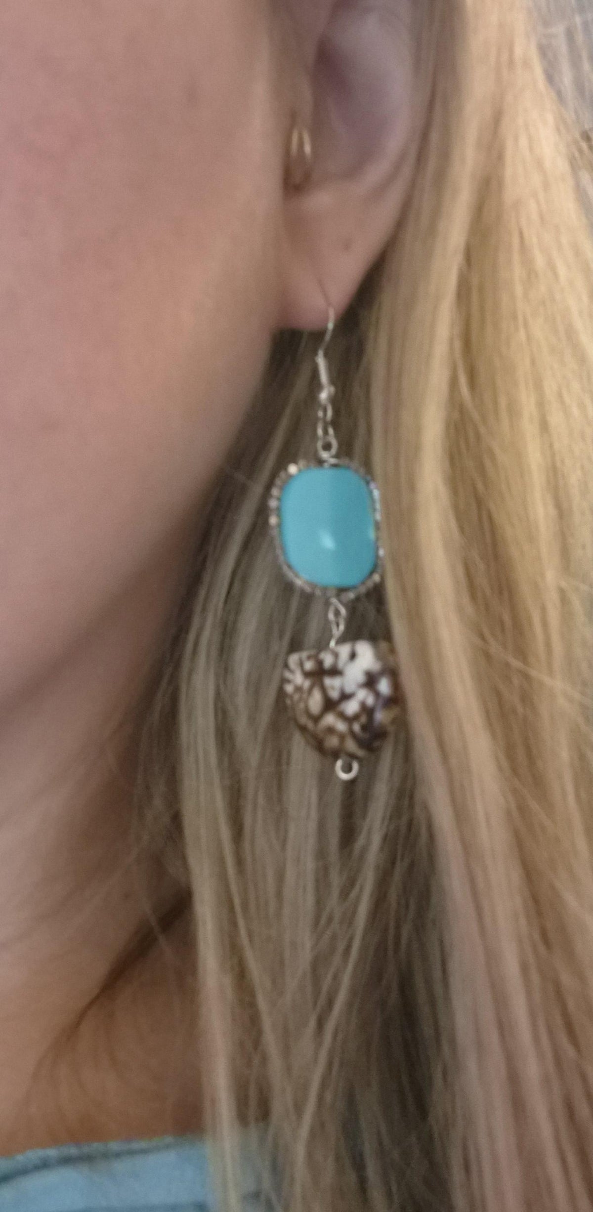 Turquoise & Desert Stone Drop Silver Earrings