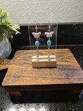 Silver Butterfly Turquoise Earrings