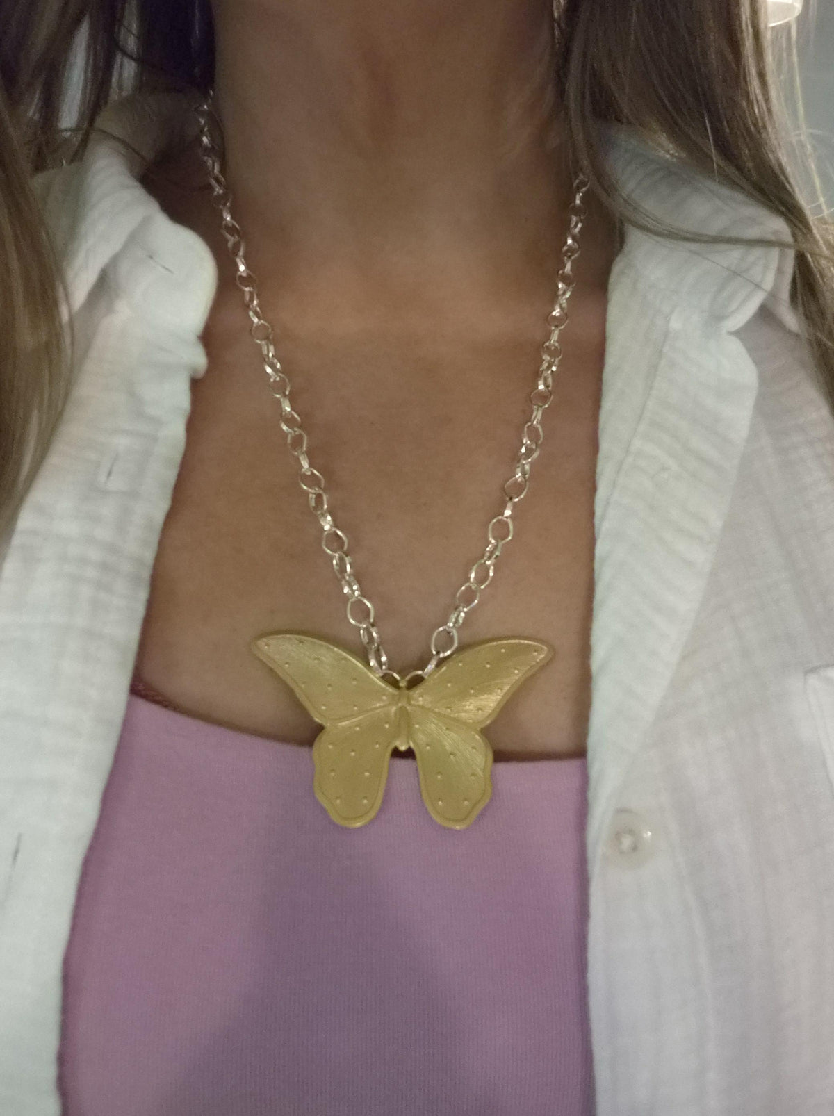 Gold & Silver Butterfly Necklace
