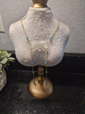 Crystal Lariat & Turquoise Necklace