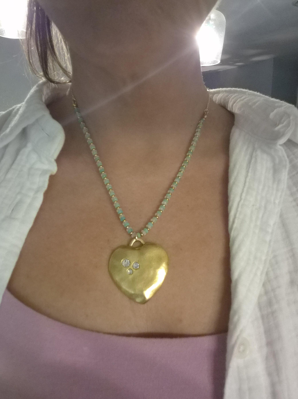 Mint Green Heart Necklace