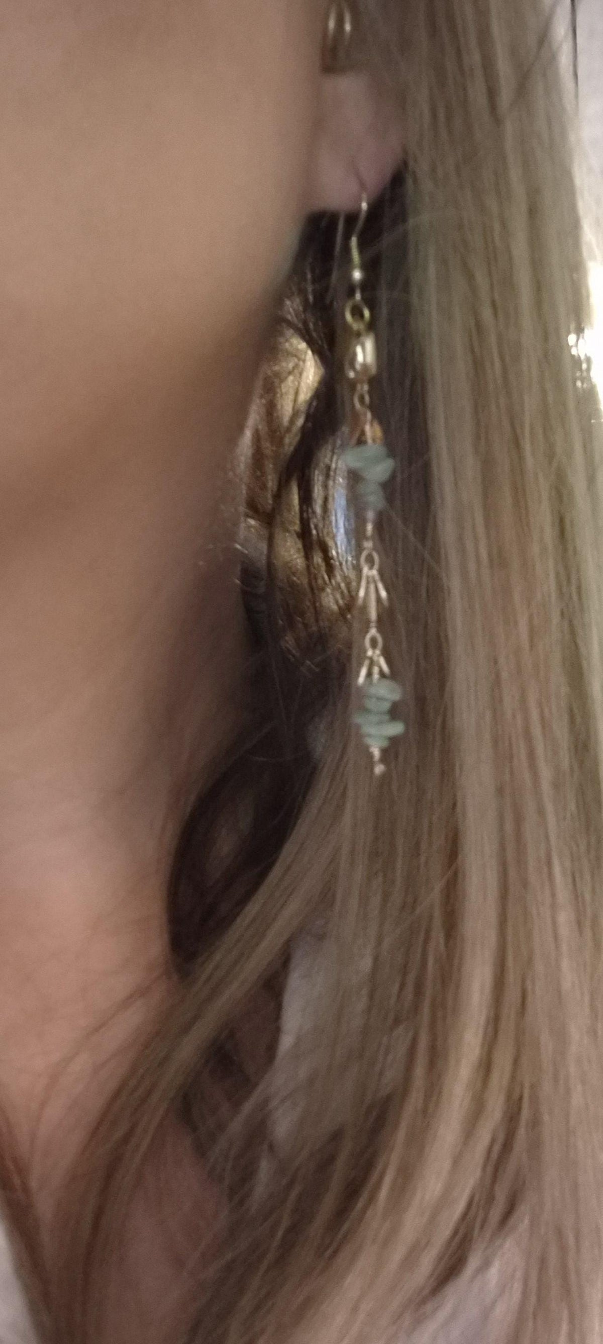 Sage Green Gemstone Chip Earrings