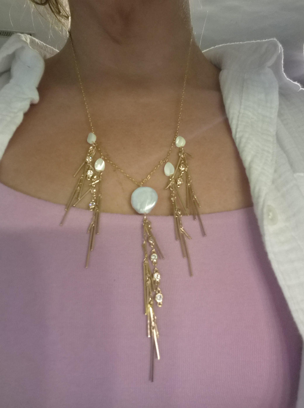 Mother of Pearl Tassel Necklace