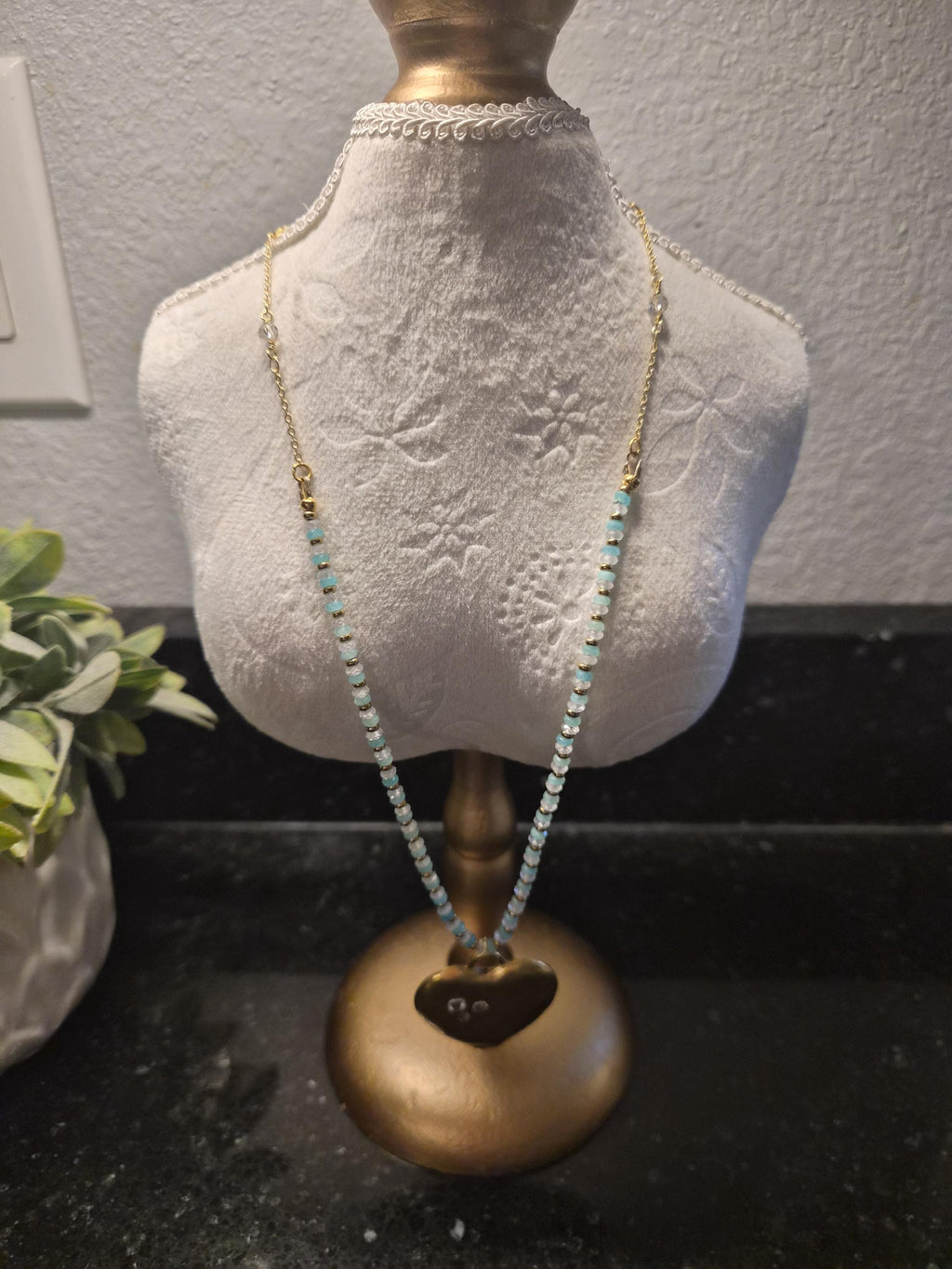 Mint Green Heart Necklace