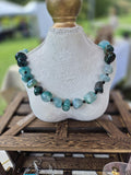 Blue beaded glass necklace