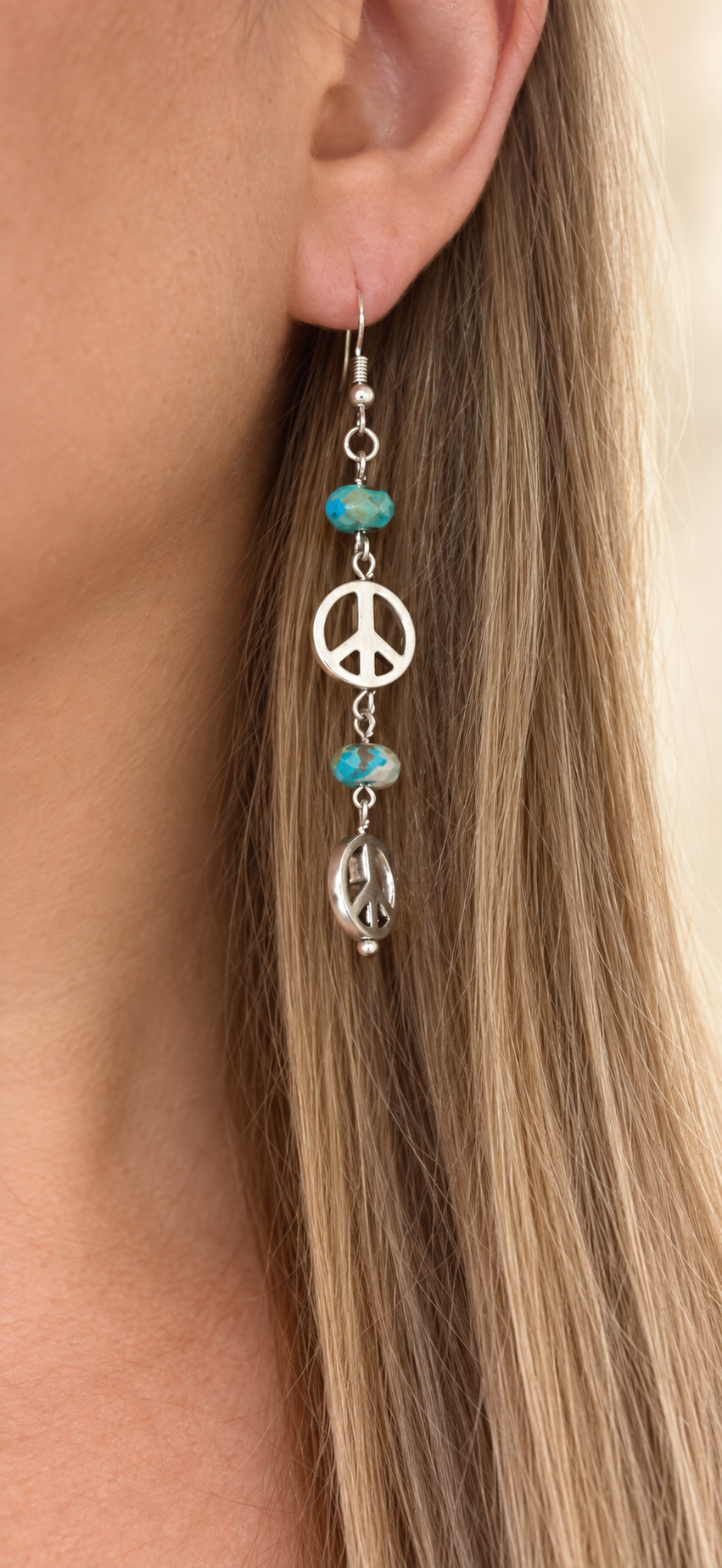 Silver Peace Dangle Earrings