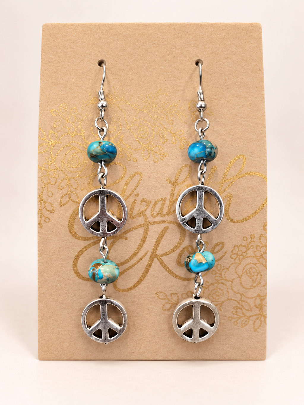 Silver Peace Dangle Earrings