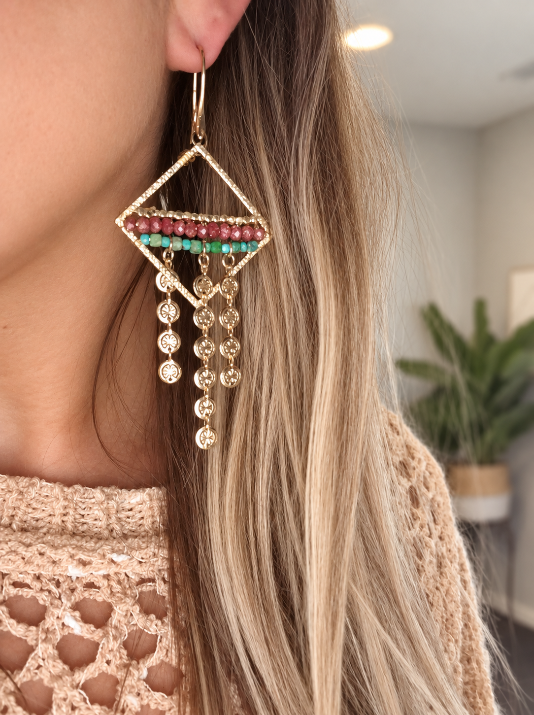 Goldstone & Turquoise Earrings