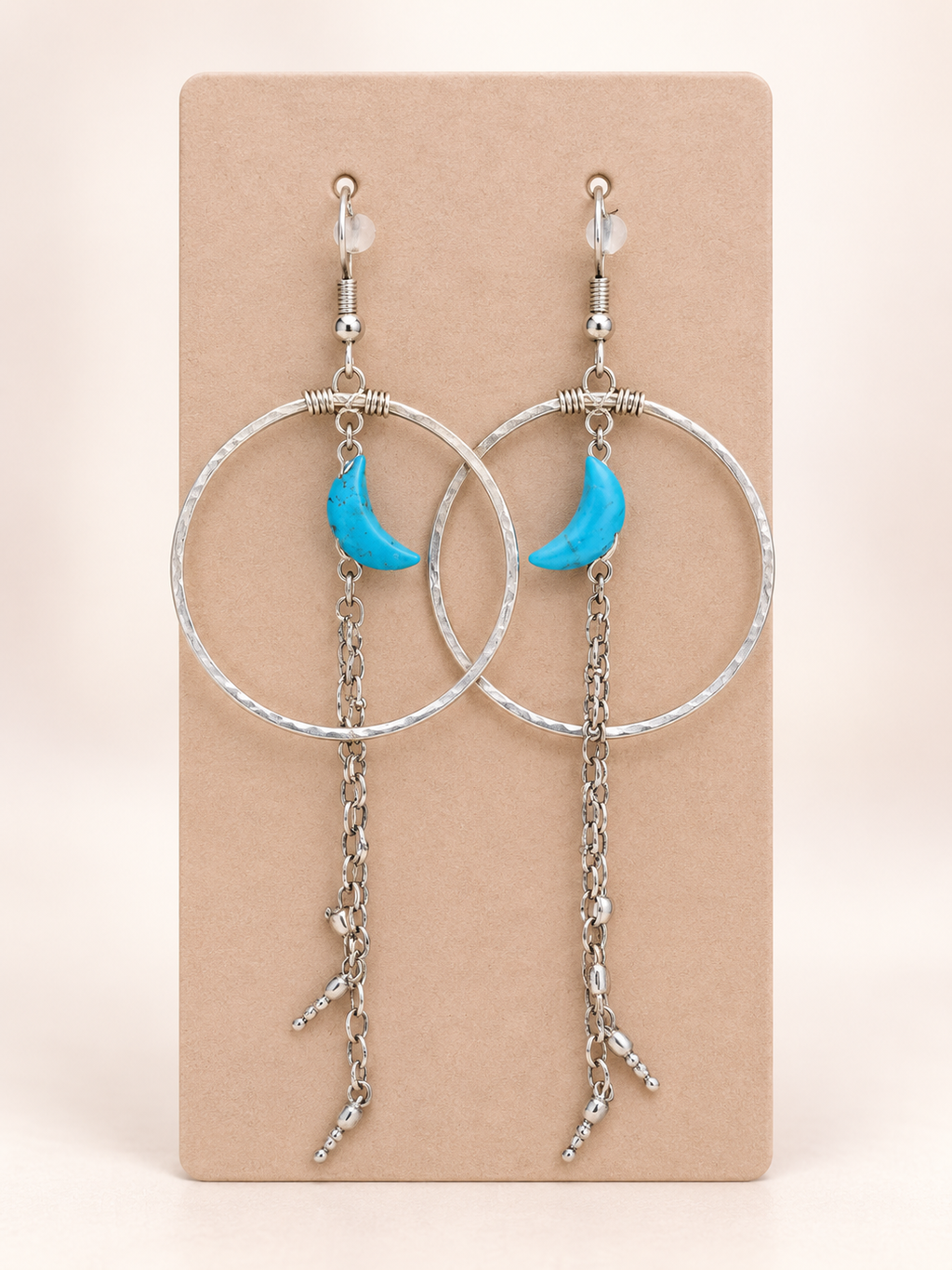 Turquoise Silver Moon Earrings