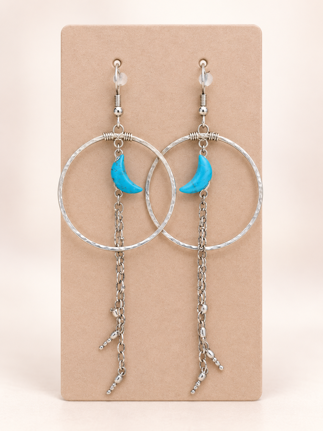 Turquoise Silver Moon Earrings