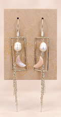 Peach Moonstone Pearl Earrings
