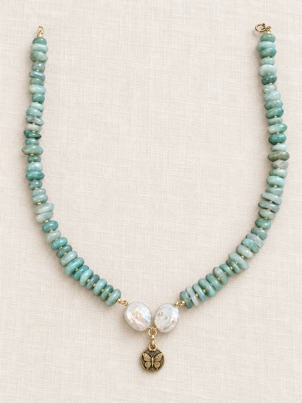 Sage Butterfly & Leaf Necklace