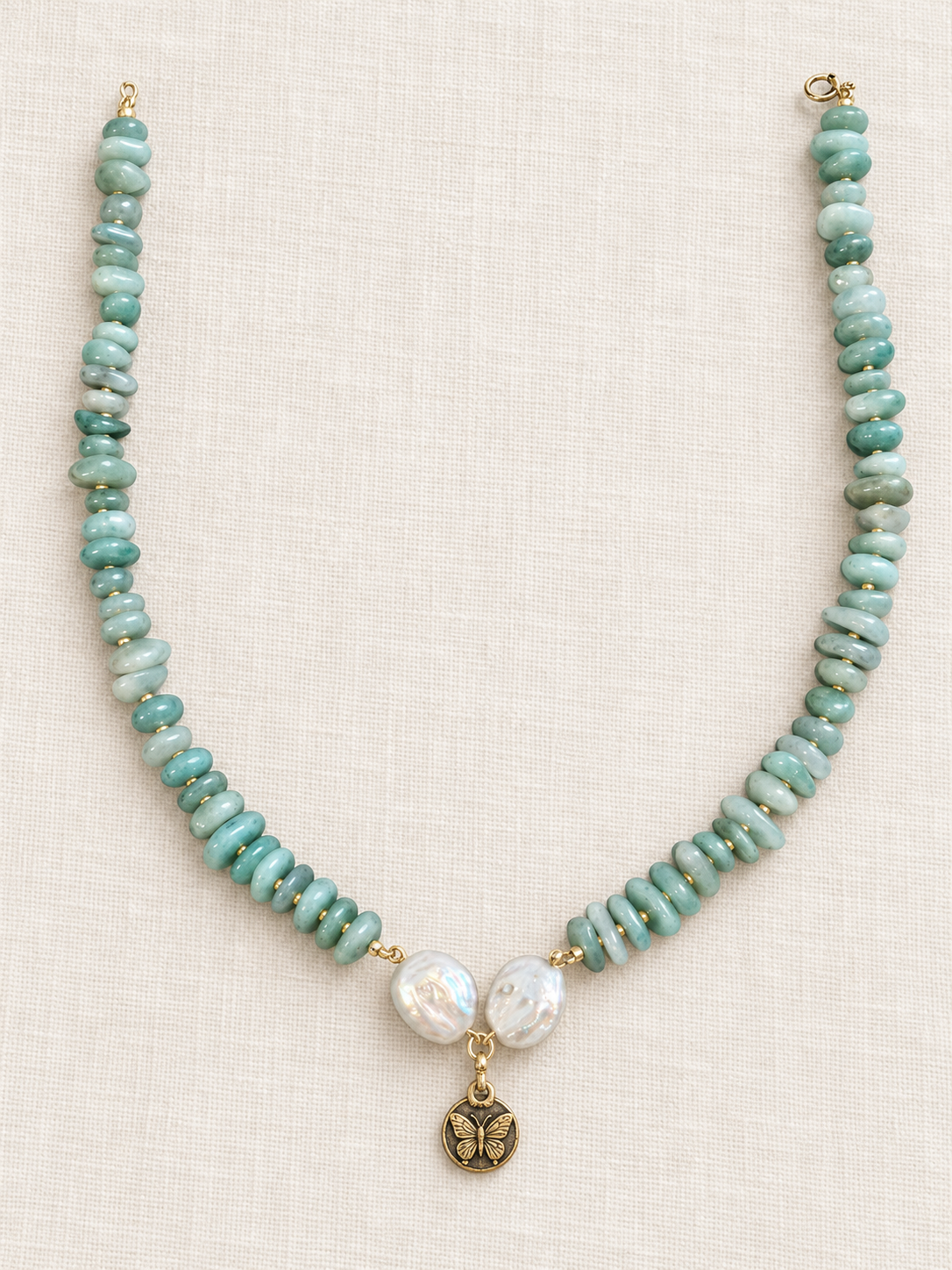 Sage Butterfly & Leaf Necklace